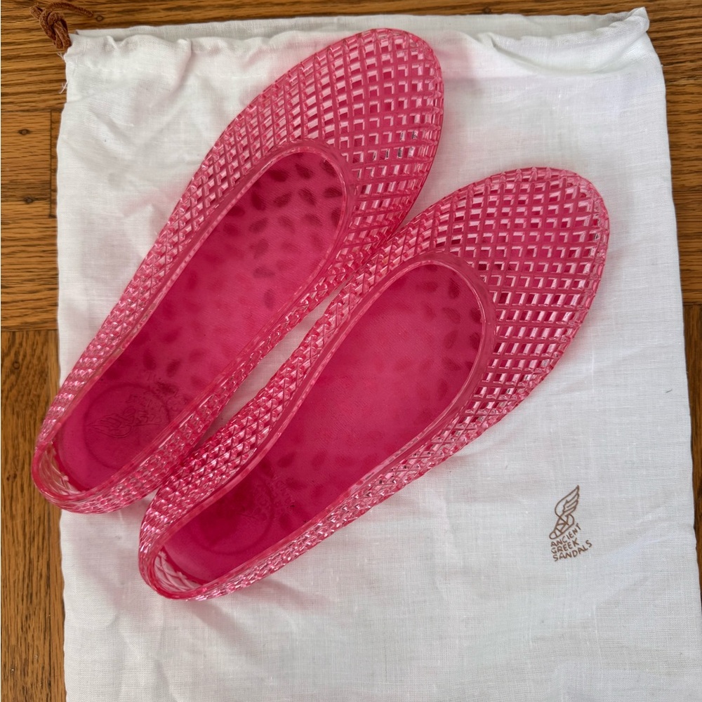 Ancient Greek Sandals Iro Jelly Flats Pink EU 38 US 8 Lattice Ballet